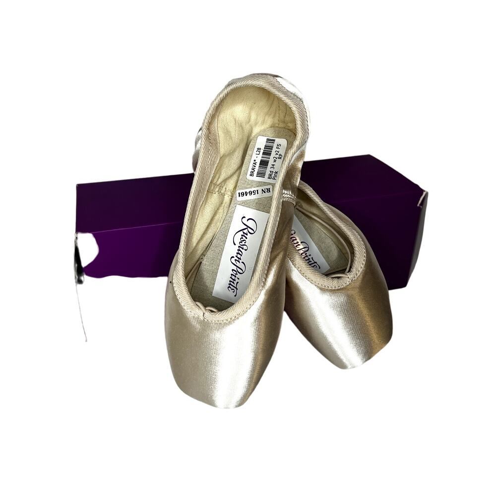 Russian Pointe Brava size 34 w2 v2 u-cut w/drawstring Flexible Soft Shank NIB